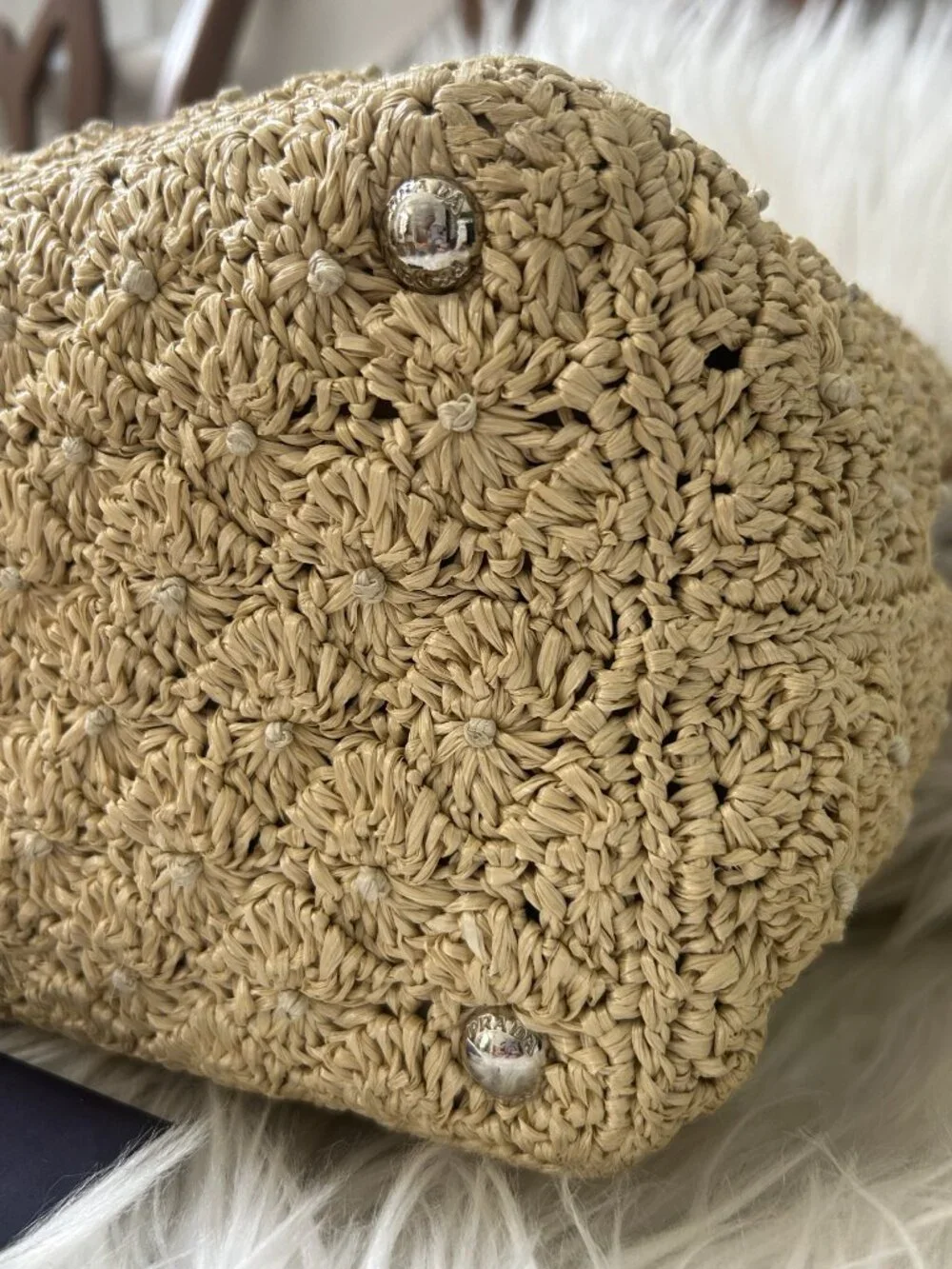 Prada Pom Pom Raffia Convertible Tote with Original Strap - Picture 5 of 16